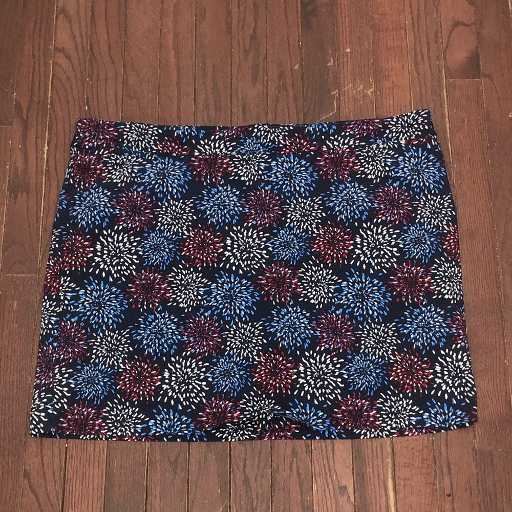 Kim Rogers Vibrant Blue and Red Patterned Mini Skort